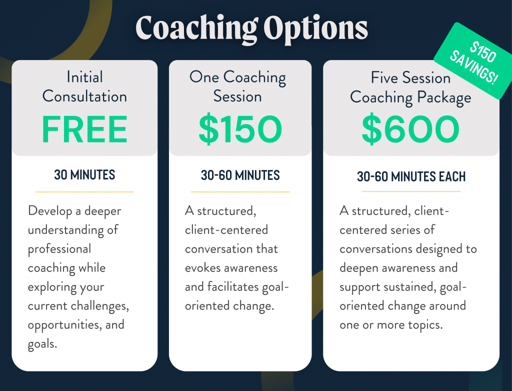 Coaching pricing options